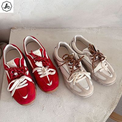 [애슬릿]여름 스니커즈 가죽 콤비 레이스업 레드