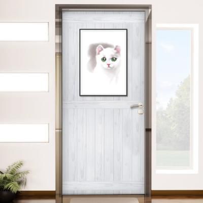 ig158-북유럽애니멀아트(흰고양이)_현관문시트지