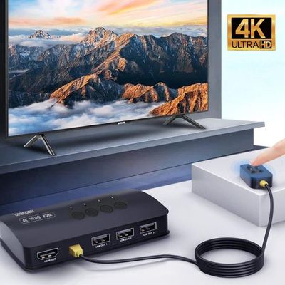 유니콘 4K 4포트 HDMI KVM스위치 모니터 키보드마우스