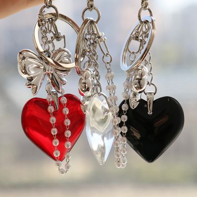 비팬시 하트 비트 키링(리본 가방 키홀더)