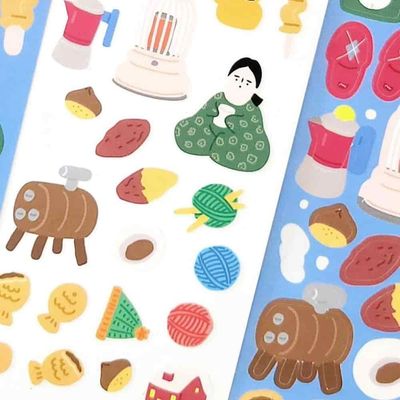 겨울일상 씰스티커 다꾸스티커 휴대폰케이스스티커 핸드폰꾸미기 일상스티커(WFPBQB1)
