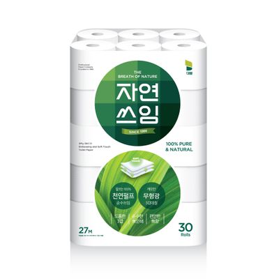 특가 자연쓰임 천연펄프 화장지 그린 3겹 27m 30롤1팩