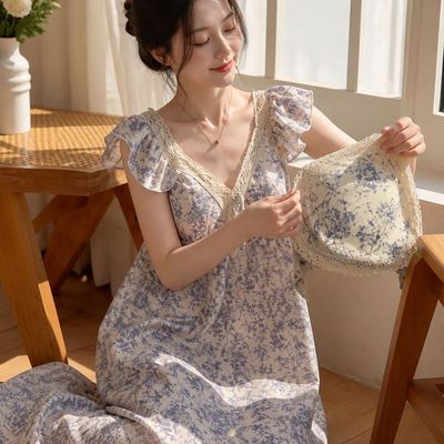 여성 레이스 홈웨어 웬디 원피스 잠옷 내장패드 여름 홈드레스(WFPFM4F)