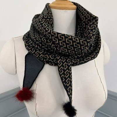 [애슬릿]가을 겨울 패턴 밍크 볼 마름모 롱 머플러