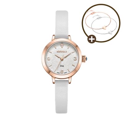 미니골드 여성 슬림 다이아 가죽 손목시계 화이트