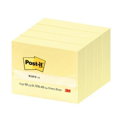 3M 포스트잇 일반 653-4 노랑 51X38 100매4패드