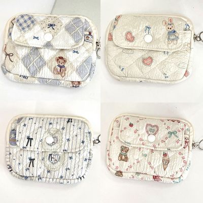 플라르 퀼팅 미니 수납 누비지갑 지퍼 파우치