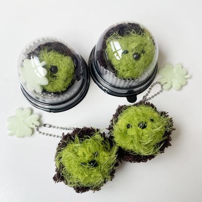 핸드메이드 수제 두쫀쿠 모루 인형 키링 네잎클로버