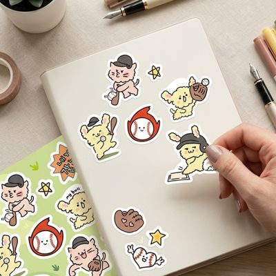 귀여운 고양이 동물 캐릭터 스티커 도무송 야구 덕질