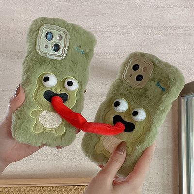 아이폰 마그네틱 메롱 개구리 털 인형 커플 폰 케이스