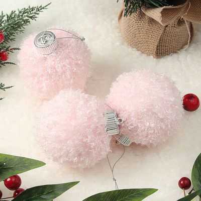 핑크 블라썸 패브릭 장식볼 3p(8cm) (뽀글폼폼이)