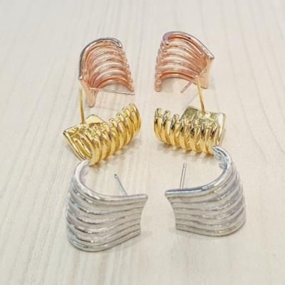 [애슬릿]전체실버 여자 U자 라인 볼드은귀걸이_무도금