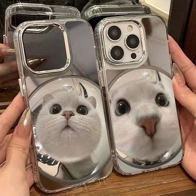 아이폰 15 14 13 12 렌즈 고양이 강아지 미러 케이스