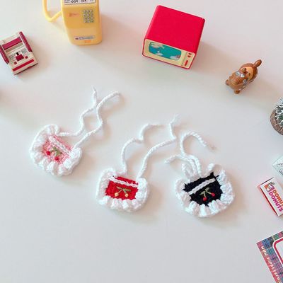 인형용 체리 니트 턱받이