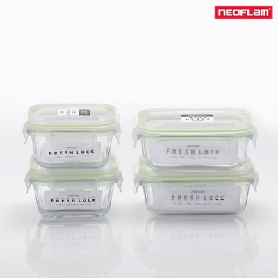 [네오플렘] NEW 프레시락 내열유리 밀폐용기 4종세트