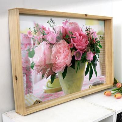 ta232-우드프레임액자_금전운의모란꽃화분모음(대형)