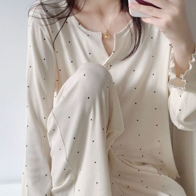 도트 프릴 잠옷세트