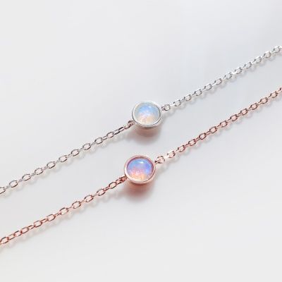 실버 오팔 원석 체인 팔찌 10월 탄생석