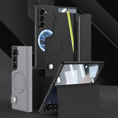 갤럭시 Z폴드6 마그네틱 탈부착 풀커버 가죽 케이스