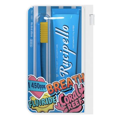 [루치펠로] 코랄리프 치약&칫솔 휴대용 세트 블루