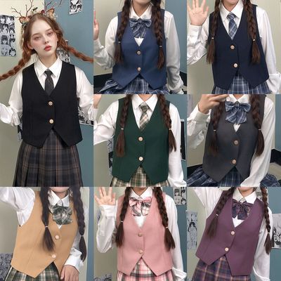 금장 투버튼 사선 여자 싱글 교복조끼(8color) 교복