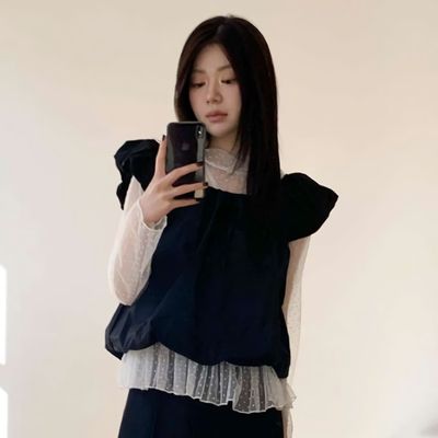 여성 봄 데일리 하이넥 블라우스 티셔츠