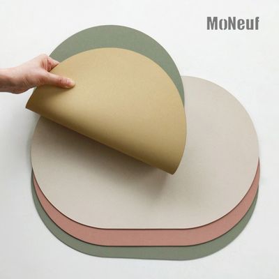 모네프 라운드 양면 가죽 식탁테이블매트 소가죽 95%