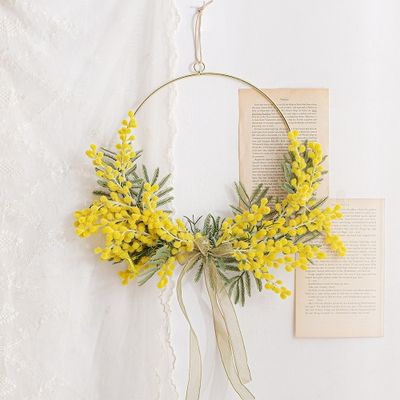 봄장식 미모사 리스