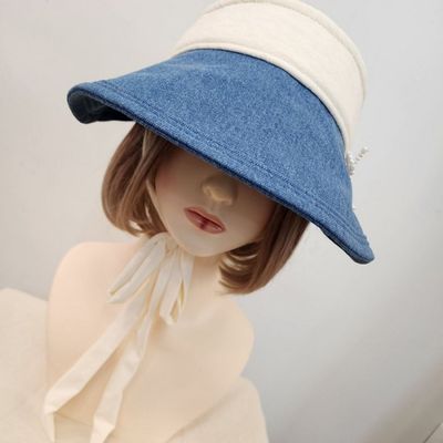 여자 접이식 레이스 데님 썬캡 모자(WFGE6AQ)