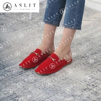 [애슬릿]스퀘어 토 오버솔 여성 더비 페니 뮬 블로퍼