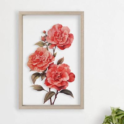 am342-우드투명액자20X30_수채화동백