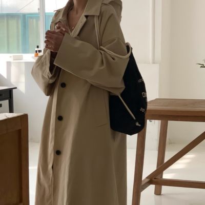 여성 가을 겨울 탈부착 루즈핏 후드 코트