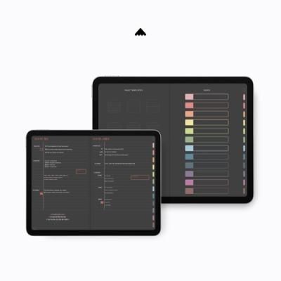 12탭 인덱스노트북 다크 컬러풀스프링 가로형 