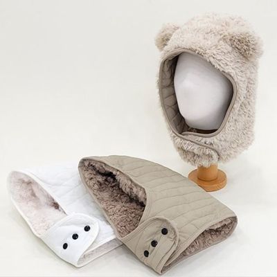 [애슬릿]고양이 털 패딩 리시버블 바라클라바 모자