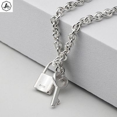 [애슬릿]실버 925 목걸이 은 하트 키 자물쇠 팬던트