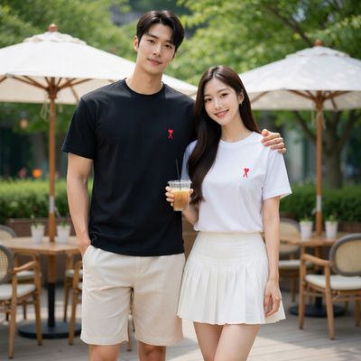 아미 스몰하트 로고 라운드 반팔티셔츠