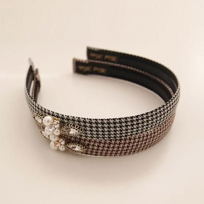 제이로렌 H0529 하운드 체크 머리띠 헤어밴드