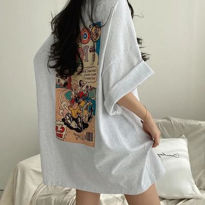 루체 꾸안꾸 그래픽 반팔 백프린팅 오버핏 티셔츠