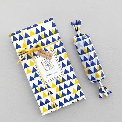 Glassine paper roll wrap - Triangle Yellow_Blue