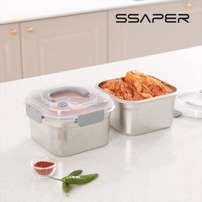 셰퍼 스퀘어락 스텐 밀폐용기 2종 세트(2,500ml*2ea)
