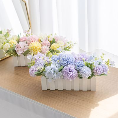 수국 조화 화분 파스텔 울타리 set 14cm 2컬러 장식