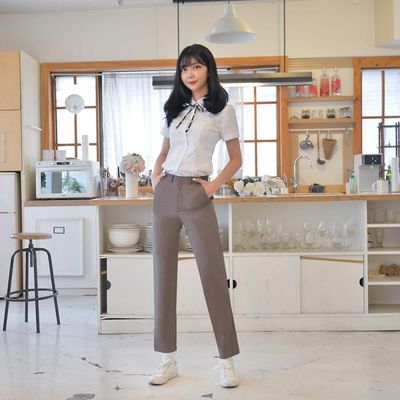 교복몰 (허리조절 하복)스판 코코아 교복바지 교복