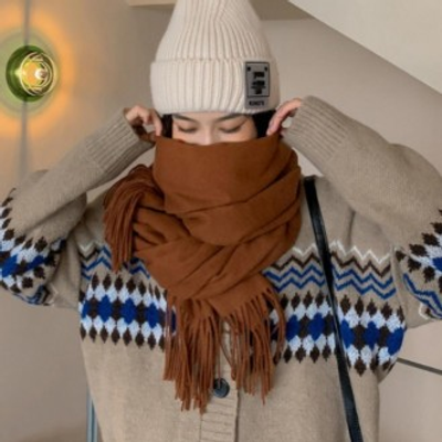 겨울 따뜻한 심플 무지 머플러 여성용 니트 목도리
