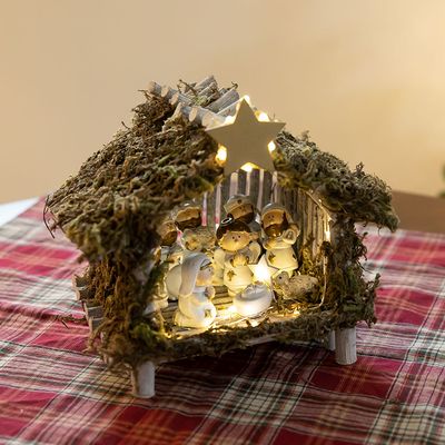 크리스마스 장식 성탄절 센터피스 LED 마구간set 17cm