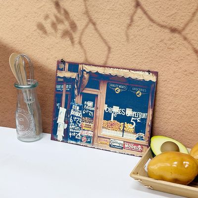 빌리지 식료품 스토어 풍경 철제 사인보드