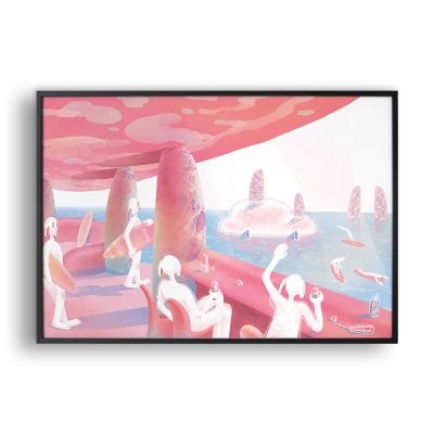 서핑을 즐기는 미미행성의 신들 / 일러스트 액자