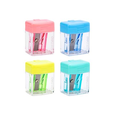 델리 코미코 투명 사각 1홀 휴대용 연필깎이