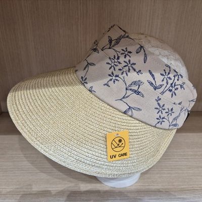 [애슬릿]꽃 자수 라탄 밀짚 썬캡 햇빛 차단 여성 모자