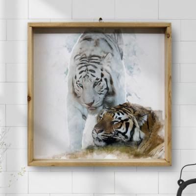 cl237-우드프레임액자_풍수백호와호랑이