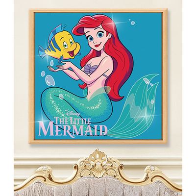 보석십자수 디즈니 캔버스형 에리얼과 플라운더 40x40